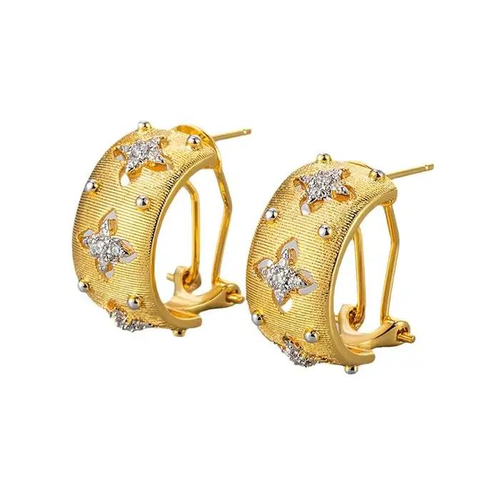 OKLA – boucles d'oreilles Vintage françaises découpées en Zircon pour femmes, bijoux élégants et charmants, accessoire de mariage pour rencontres, cadeau