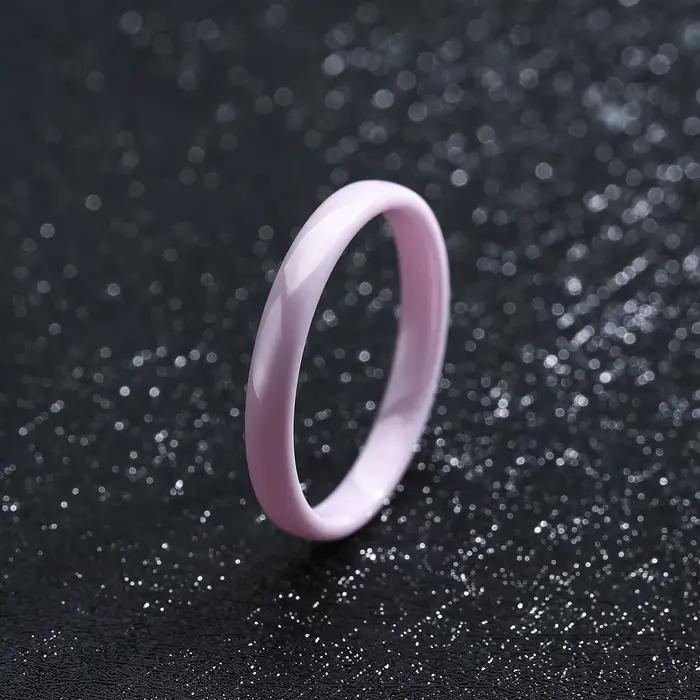 Bague en céramique empilable ultra-fine de 3 mm pour femme, minimaliste, unie, alliance, noir, blanc, rose, vert, bague de promesse, hypoallergénique