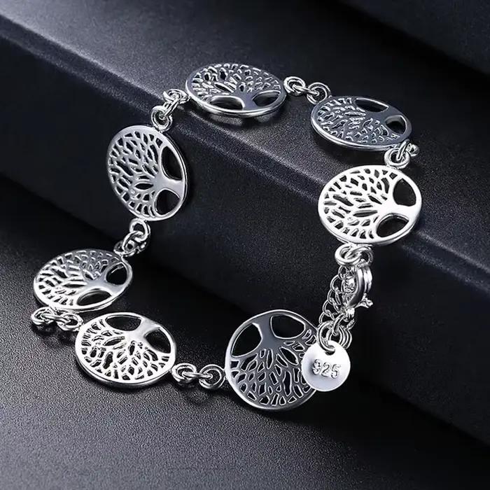 Nouveau Bracelet en argent Sterling 925 arbre de vie Bracelet pour femmes bijoux de fiançailles cadeaux