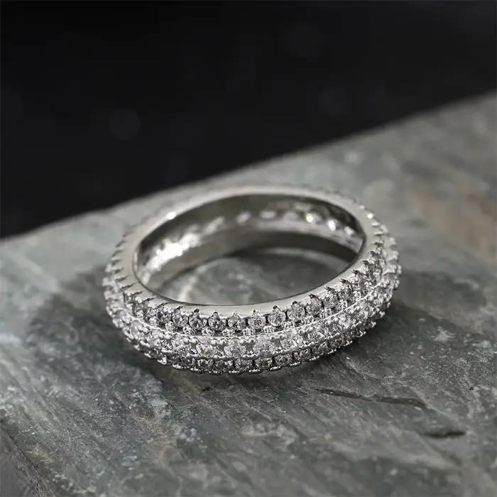 Bague ronde en argent Sterling 925 incrustée de cristal de Zirconium, pierre pour hommes et femmes, bijoux de luxe simples à la mode, cadeau