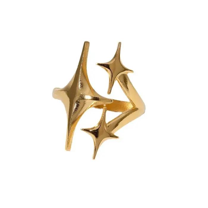 Nouvelle bague européenne et américaine en acier inoxydable, Niche Design pour adolescents, avec étoile comme un tempérament minimaliste et Cool personnalisé