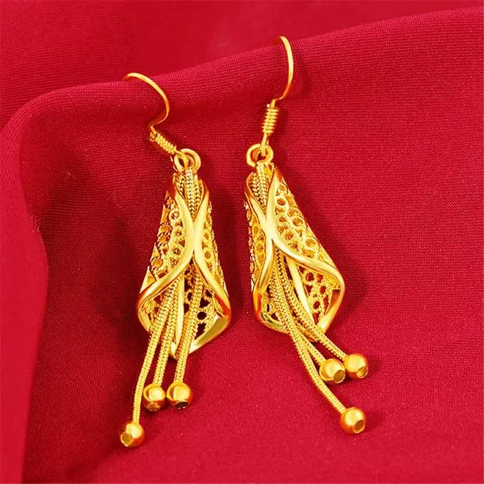 Boucles d'oreilles à breloques couleur or pour femmes, longues pampilles pendantes, Pendientes Mujder, bijoux à la mode, cadeaux de fête, vente en gros
