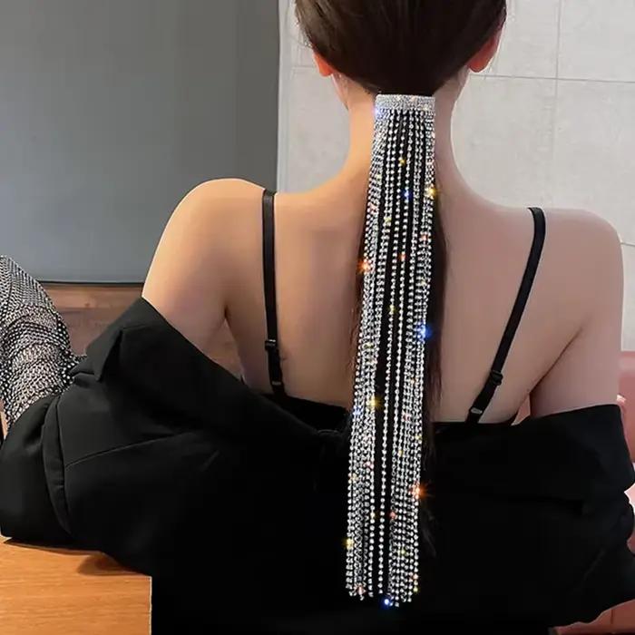 Épingles à cheveux brillantes en strass pour femmes, Bijoux longs pampilles en cristal, accessoires pour cheveux, Bijoux de Banquet de mariage
