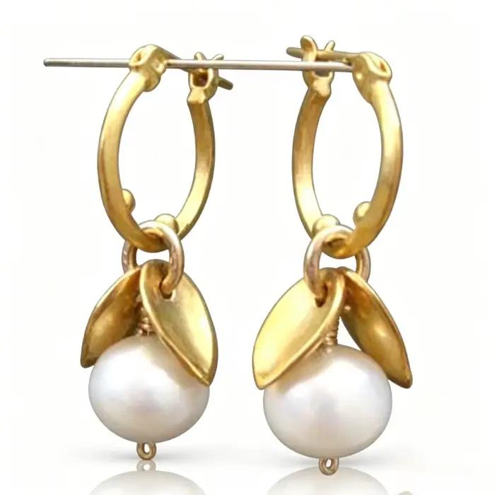 Boucles d'oreilles pendantes en feuille dorée avec imitation perle, style bohème chic, pour femmes, élégantes, luxueuses, pour banquets, anniversaires, accessoires de bijoux