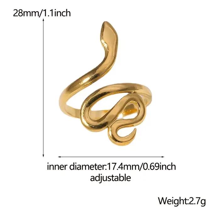 Bagues serpent en acier inoxydable pour femmes et hommes, couleur or, anneau ouvert et réglable, Vintage, gothique, esthétique, bijoux cadeaux anillos mujer