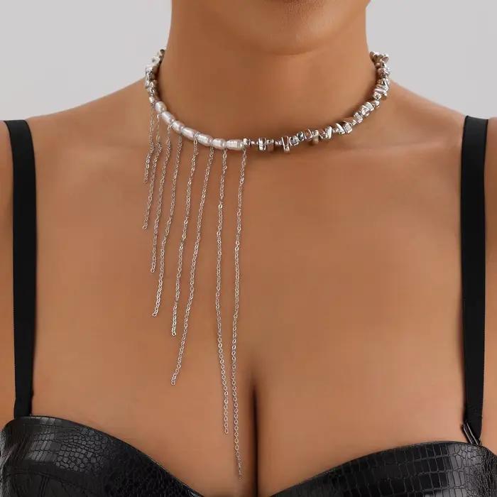 LATS – collier polyvalent avec pompons perlés, longueur réglable, chaîne de cou pour vêtements de fête, bijoux à la mode, accessoires, cadeau