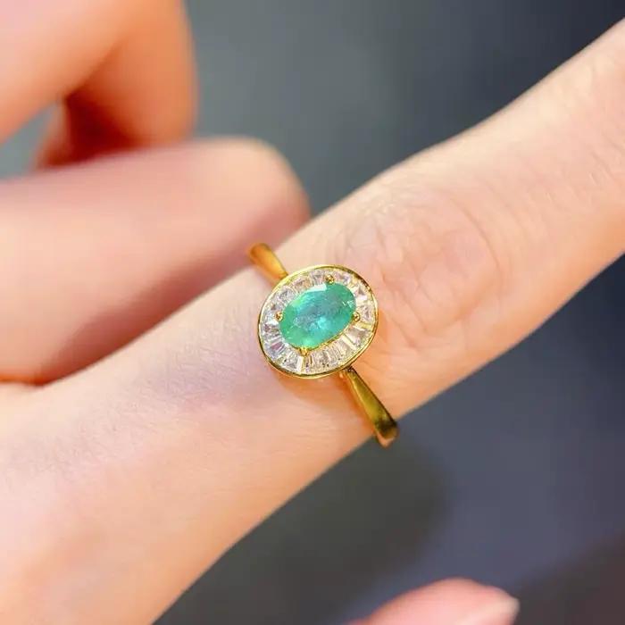 Bague saphir jaune au design classique, bague émeraude naturelle 4x6mm, saphir véritable, bijoux en argent 925 avec certificat