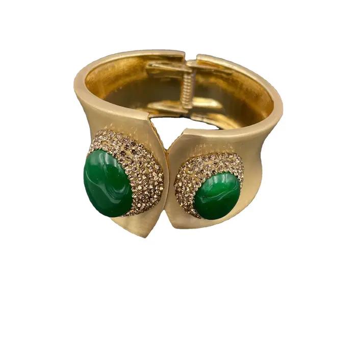 Nouveau Bracelet en Jade émeraude pour femmes strass mode personnalisé fête bijoux de mariage