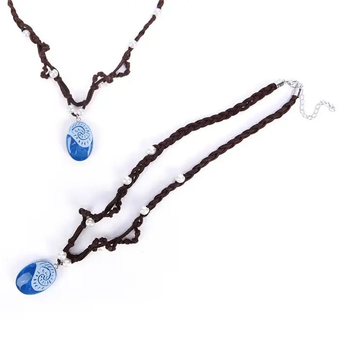Collier de princesse Moana pour femmes et filles, accessoires de bijoux, film animé, Cosplay, corde en cuir tressée à la main