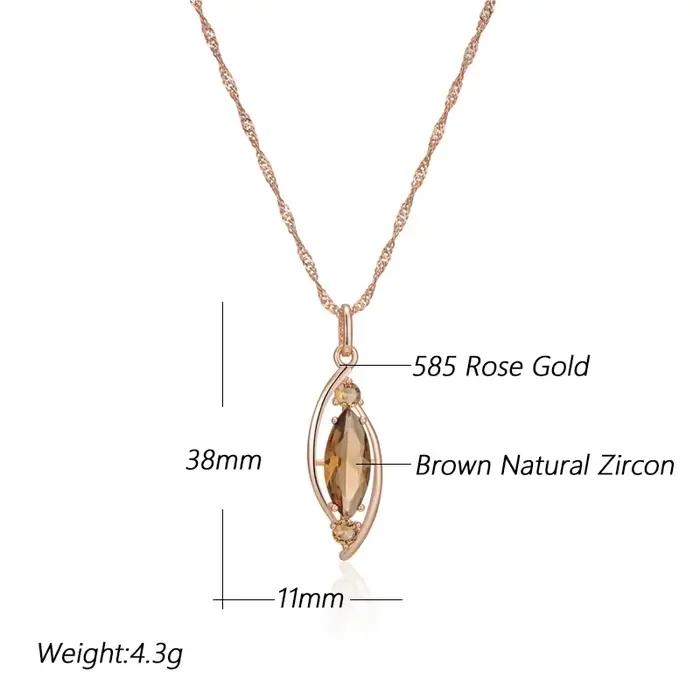 Wbmqda – pendentif et collier en losange en pierre rouge pour femmes, couleur or Rose 585, accessoires de bijoux de dubaï