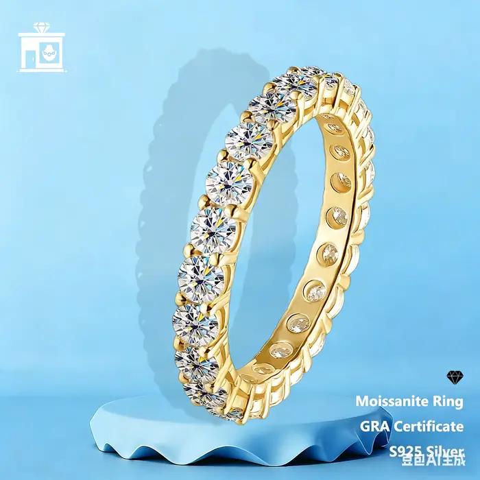 Bague en moissanite ronde GRA 3 mm, plaquée or blanc 18 carats, argent sterling 925, bijoux fins, bagues de fiançailles et de mariage pour femmes et hommes