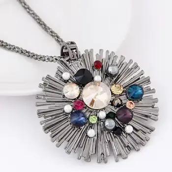 Collier et pendentif Vintage en cristal de strass pour femmes, chaîne de pull longue, bijoux à la mode