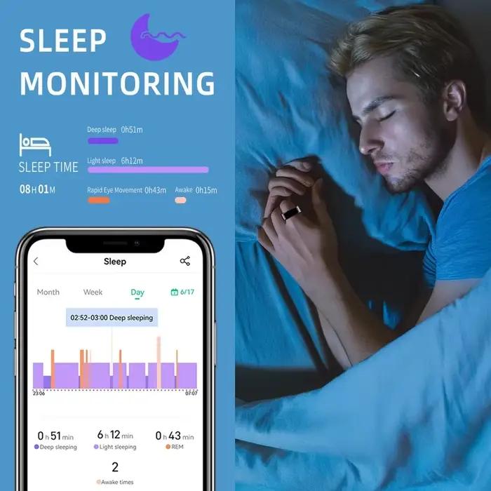 Bague connectée multifonctionnelle étanche pour hommes et femmes, avec suivi d'activité, compteur de pas, moniteur de santé et de sommeil