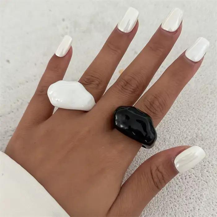 Bagues de doigt irrégulières en résine acrylique vintage pour femmes, nouvelle tendance 2026, bagues de phalange simples, idéales pour le quotidien, les banquets et les fêtes