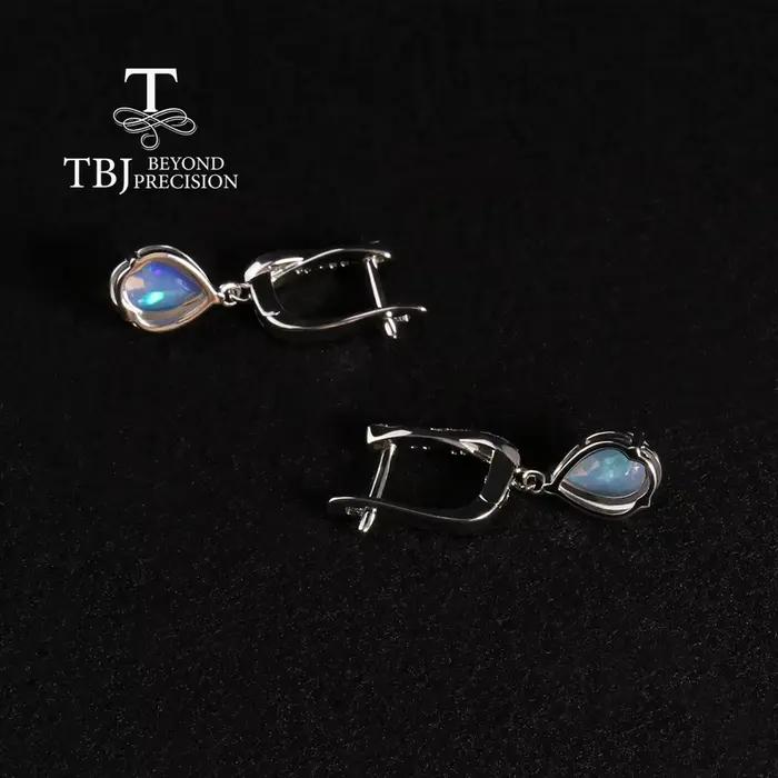 Magnifique design de mode opale naturelle pierres précieuses boucles d'oreilles en argent sterling bijoux ajouter une élégance délicate au quotidien des femmes