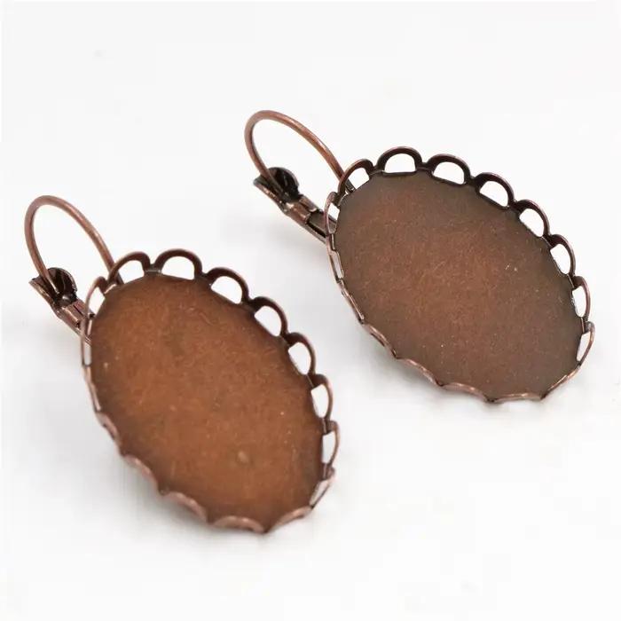 18x25mm 10 pièces 7 couleurs plaqué français levier arrière boucles d'oreilles blanc/Base, ajustement 18x25mm ovale verre cabochons; Boucles d'oreilles