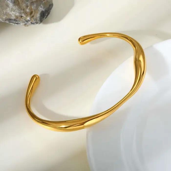 Bracelet de poignet en acier inoxydable doré, Simple, délicat, ouverture géométrique irrégulière, bijoux minimalistes pour femmes pour la fête des mères