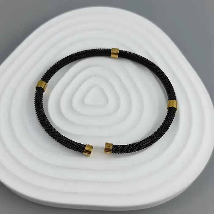 Bracelet en acier inoxydable plaqué or 18 carats, treillis métallique en acier, étanche, haute qualité, cadeau pour femme, couple, nouveau