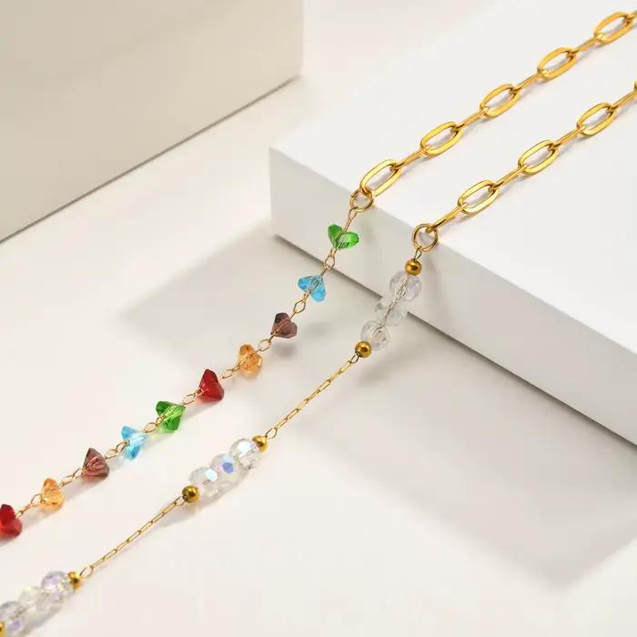 Bracelet en cristal arc-en-ciel avec perles multicolores pour femme, chaîne réglable, style bohème, mignon, bijou de poignet, cadeau
