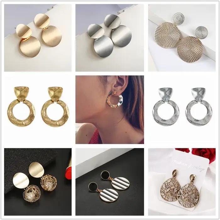 Boucles d'oreilles de luxe en métal doré pour femmes, grand cercle rond tendance, bijoux Vintage de personnalité de fête, 2025