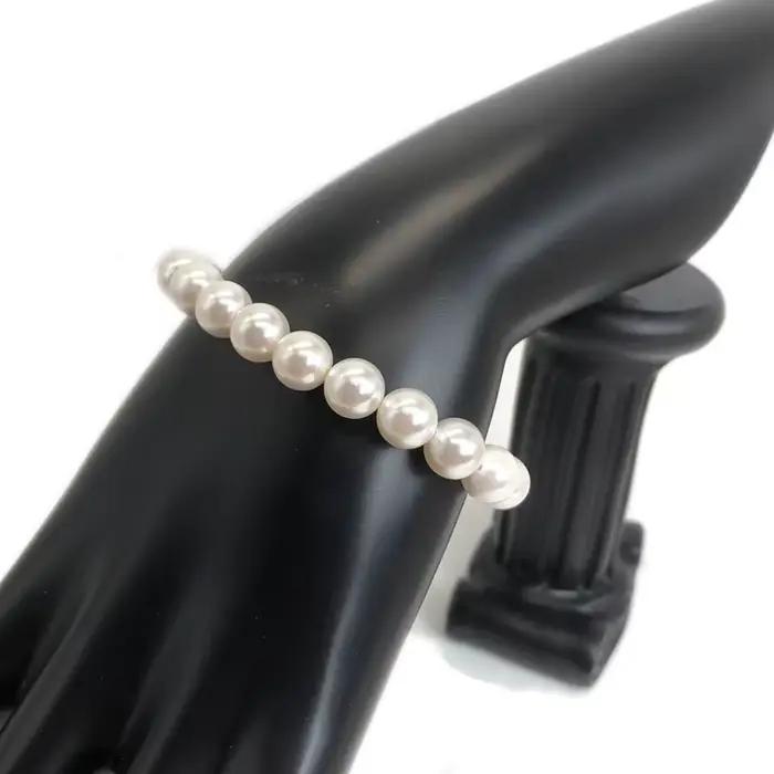 Bracelet de perles en coquillage tricolore, imitation de perles galvanisées, breloque élastique, bijoux pour femmes, cadeau d'anniversaire de mariage