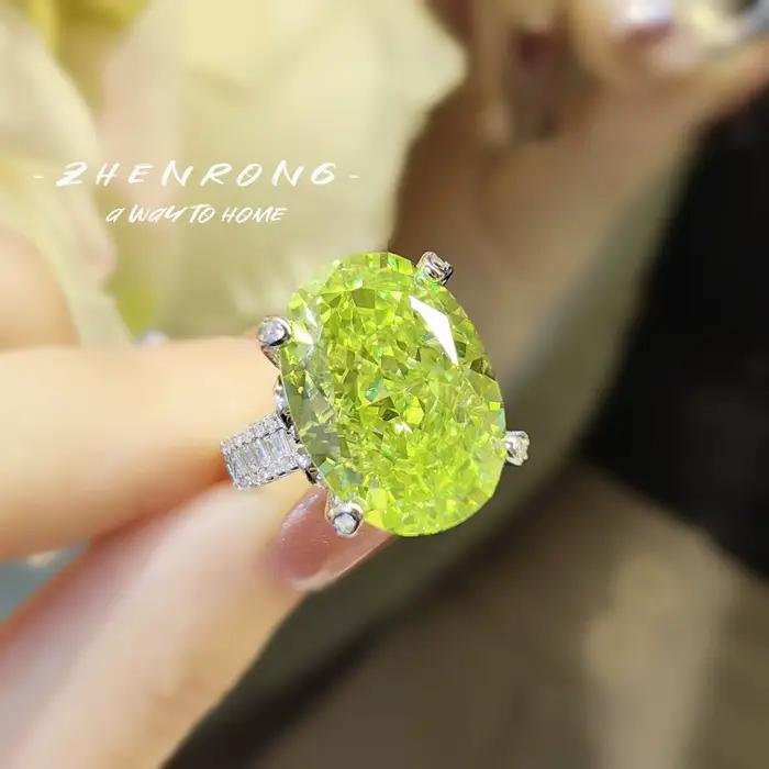 Bagues en diamant œuf de pigeon à haute teneur en carbone pour femme, placage platine 14 carats, bague de fiançailles de mariage, bijoux fins, luxe, 12 carats