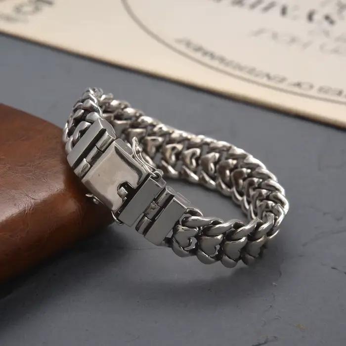 Nouveau bracelet d'amour brillant, simple et tendance, large de 16 mm, version large et imposante, polyvalent, style industriel lourd