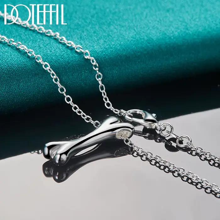 DOTEFFIL-Collier pendentif Sophia en argent regardé 925 pour homme et femme, bijoux de fête de mariage, 18 po