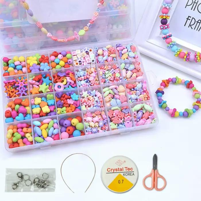 Kit de perles pour la création de bijoux faits main, kit de bricolage créatif pour la fabrication de bracelets, perles créatives pour enfants et filles