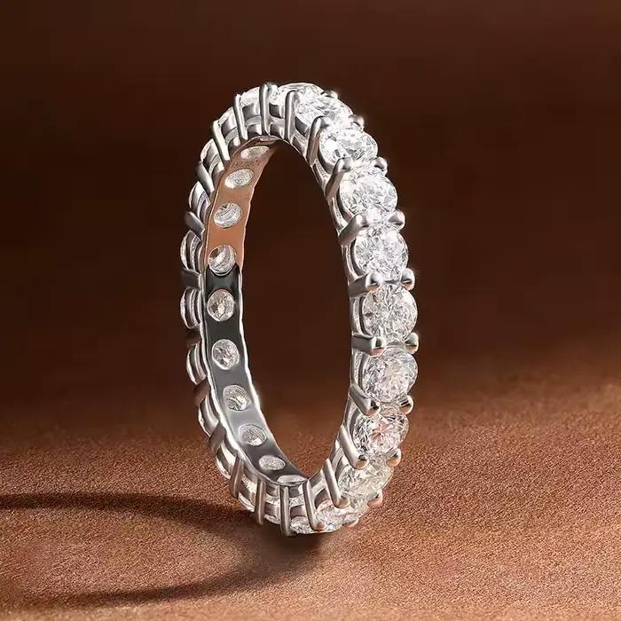 Bague en moissanite ronde GRA 3 mm, plaquée or blanc 18 carats, argent sterling 925, bijoux fins, bagues de fiançailles et de mariage pour femmes et hommes