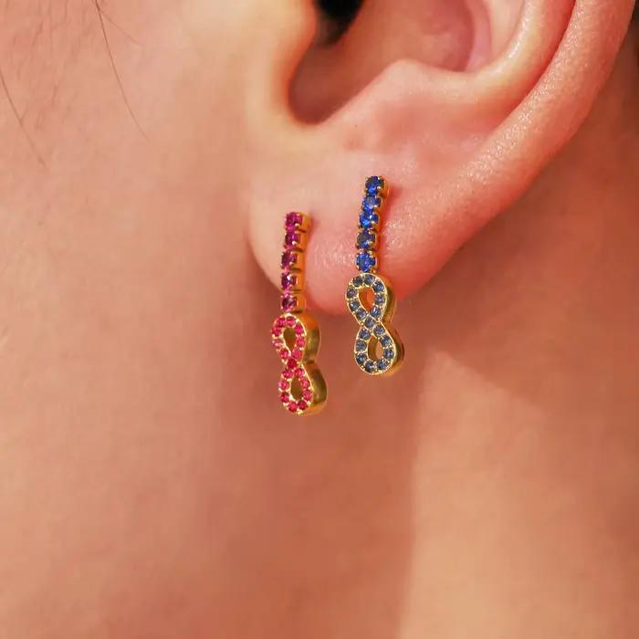 Infinite 8 boucles d'oreilles pour femmes, clous d'oreilles en acier inoxydable, plaqué or, Zircon, tendance, bijoux charmants pour filles