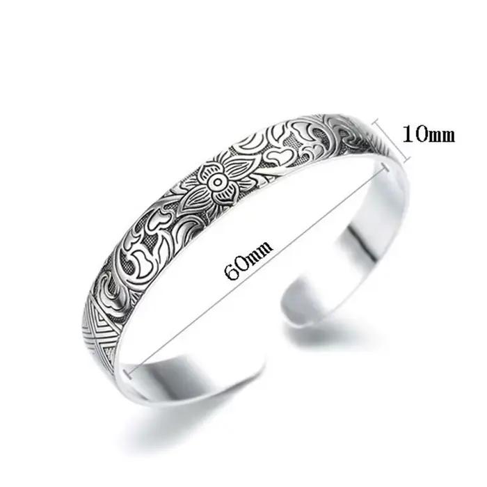 XIYANIKE nouvelle mode couleur argent manchette Bracelet charme femmes Vintage fleur de Lotus fête religieuse bijoux réglable