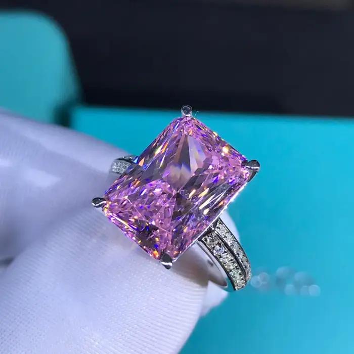 WUIHA – bague Cocktail Vintage en argent Sterling 925, 6 CT, coupe radiante, saphir de laboratoire, citrine, diamant à haute teneur en carbone, bijoux fins