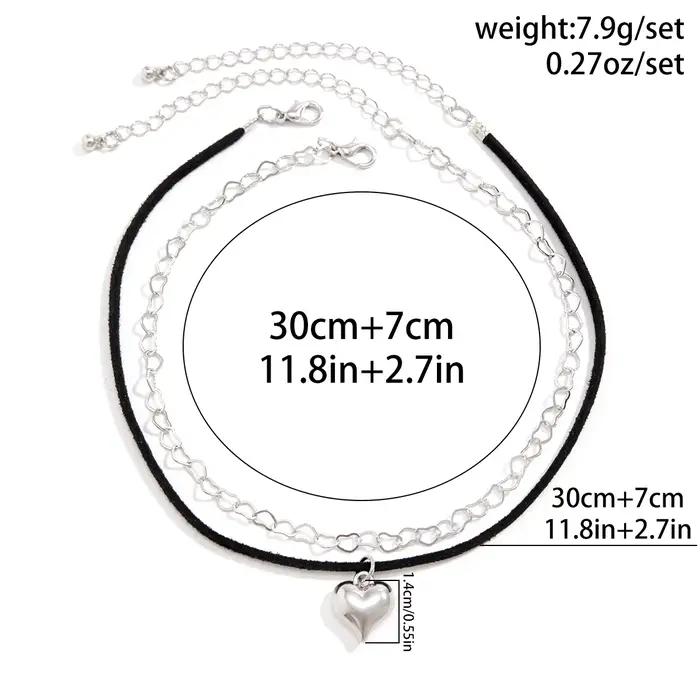 Lacteo – collier élégant avec pendentif en forme de petit cœur pour femmes, chaîne en corde, deux couches, ras du cou à breloques sur le cou, bijoux de mariage Y2K pour filles