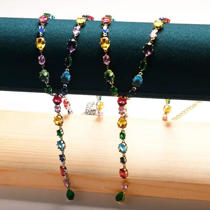 Ensemble de bijoux pour femmes, Design tendance personnalisé, couleur incrustée de zircone, collier, Bracelet, Niche, mode, accessoires de fête de vacances
