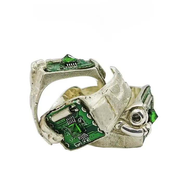 Anneau ouvert Style Cyberpunk, Circuit imprimé, anneaux à puce Punk pour hommes et femmes, bijoux en alliage de cuivre, cadeaux de fête à la mode