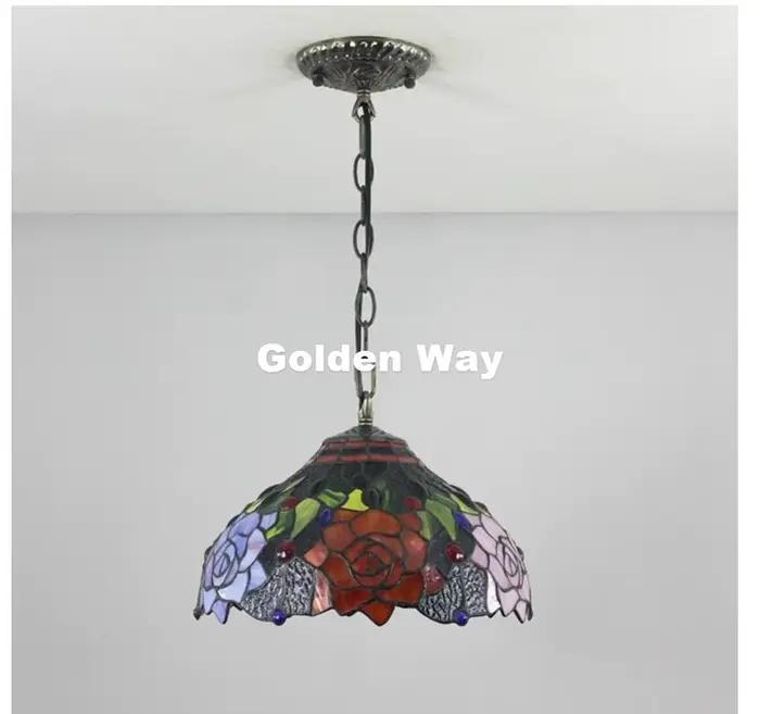 Suspension moderne Tiffany, lampe de face de style baroque diversifié, vitrail, suspension Shoaire, livraison gratuite, D30cm, 110-240V