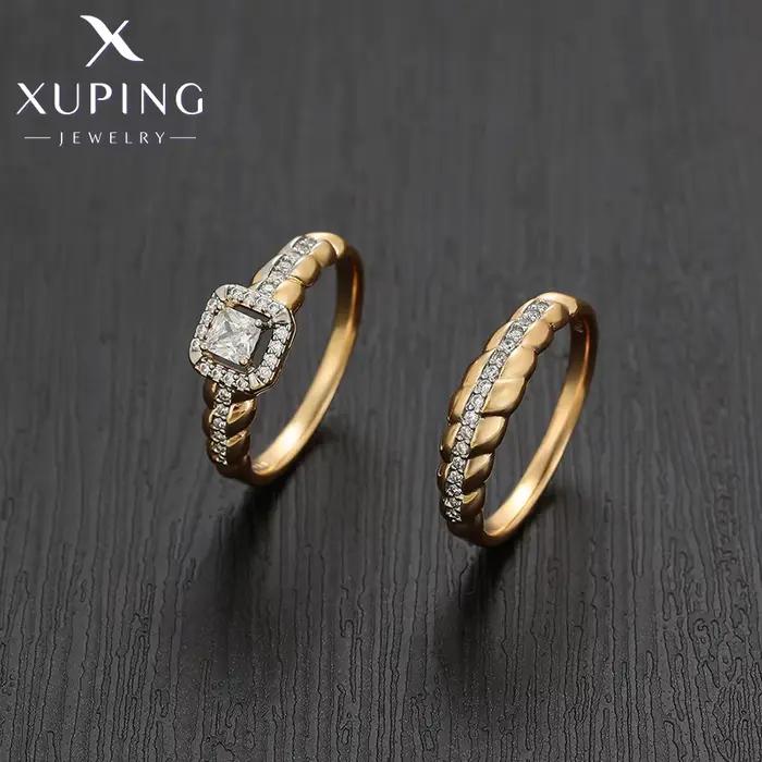 Xuping bijoux mode carré Couple bague ensemble couleur or anneaux pour hommes femmes cadeau de mariage cadeau de fête X000447347