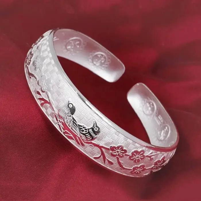 Bracelet en argent Sterling 925 rétro tissé à la main pour femmes et hommes avec zirconium blanc pour soirées et mariages