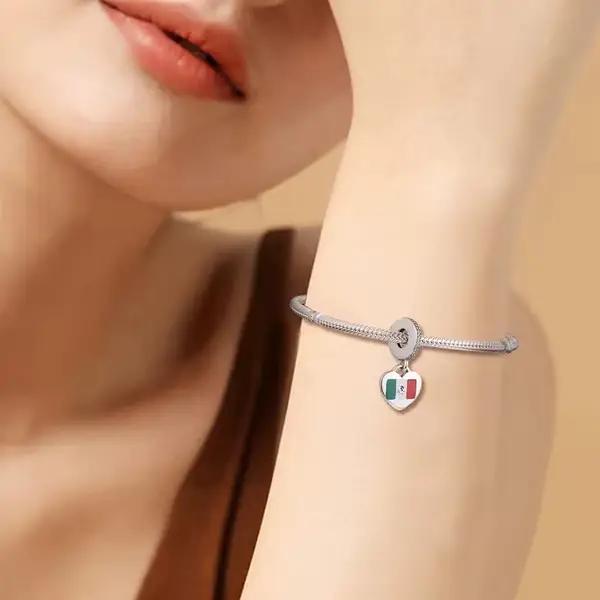 Breloques de mode en argent sterling 925, drapeaux de pays du monde (Espagne, Colombie, Brésil, Pologne), souvenir de voyage, cadeau de bijoux DIY pour femme