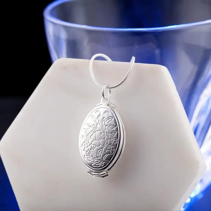 Collier pendentif médaillon mémoire cadre photo pour femme, bijoux en argent regardé 925, fleur rose romantique en or, cadeau tendance