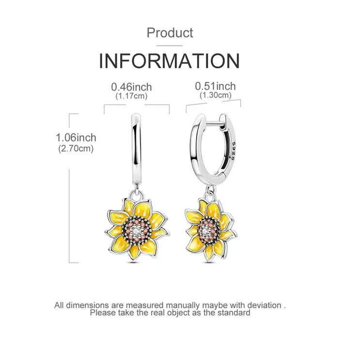 Boucles d'oreilles en argent Sterling 925, crème, tournesol, goutte d'eau, pour anniversaire, bijoux cadeaux de mariage
