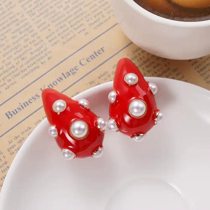 Boucles d'oreilles géométriques en perles, bijoux à la mode de haute qualité en plusieurs couleurs, accessoires polyvalents adaptés à diverses Occasions