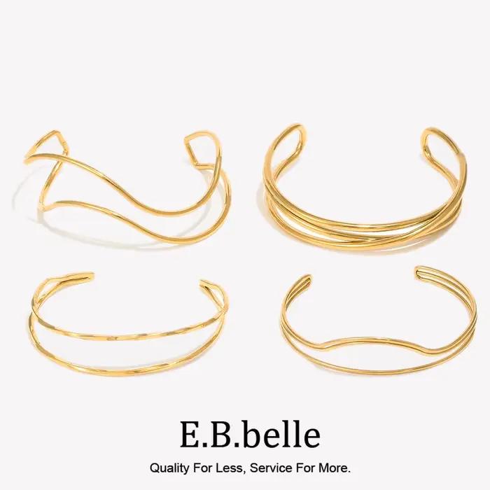 E.B.belle – Bracelets de la série de lignes croisées, lignes torsadées à Double couche, bijoux en acier inoxydable sans ternissement