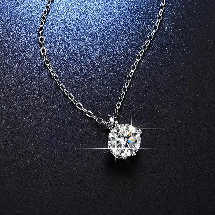 Colliers solitaires en moissanite GRA 1,0 carat D, plaqués or 18 carats, pendentif original en argent 925 véritable, bijoux pour femmes