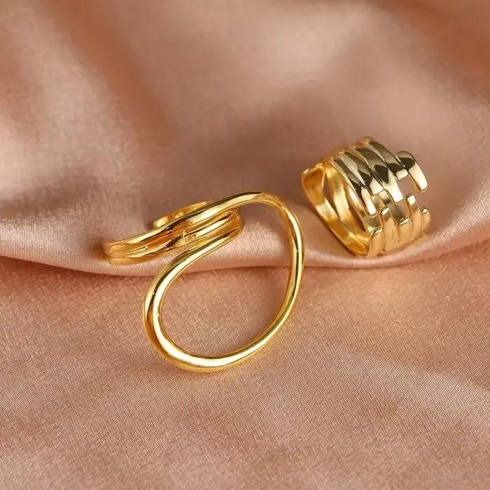 Ensemble de matiques géométriques déformées vintage pour femmes, grandes matiques en argent, lignes uniques, bijoux de doigt, cadeau d'anniversaire, document