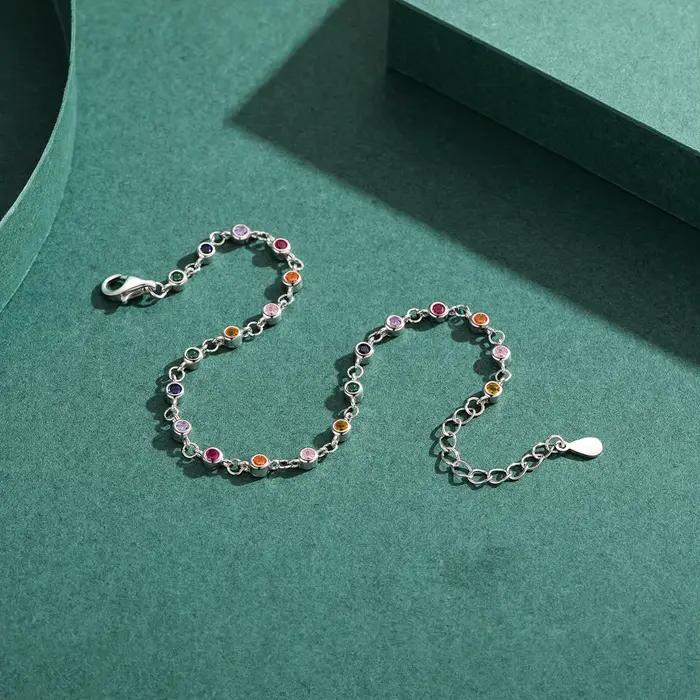 MODIAN bohême Style chaîne à breloques Bracelet pour femmes réel 925 en argent Sterling couleur arc-en-ciel CZ femme mode bijoux accessoire