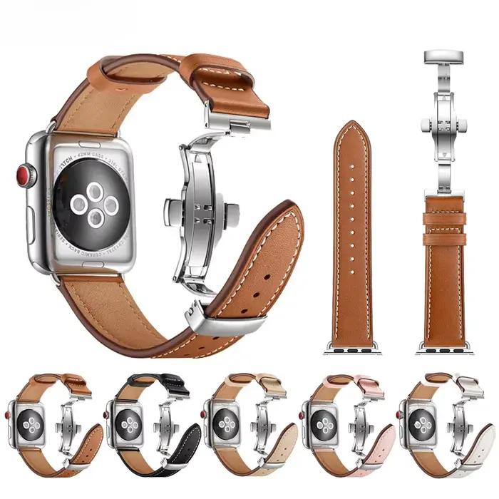 Bracelet de montre en cuir pour Apple Watch 49mm 46mm 45mm 44mm 42mm 41mm 40mm 38mm 45mm pour iWatch Series 11 10 9 8 7 6 5 4 Ultra3