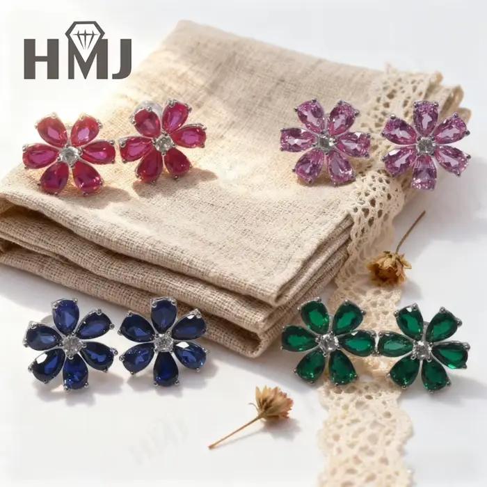 Boucles d'oreilles en pierres précieuses taille poire, rubis/saphir/Padparacha, bijoux éblouissants VVS1 pour femmes, cadeau de vacances pour noël, pâques