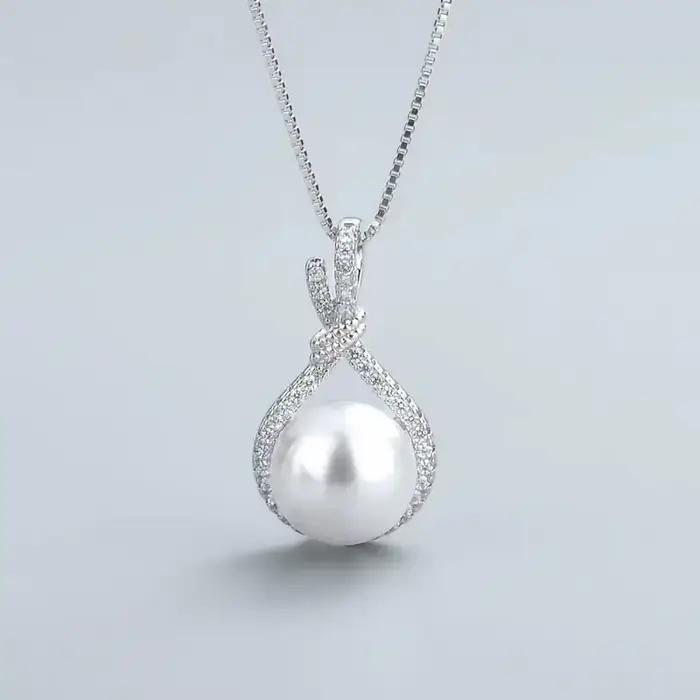 Collier avec pendentif en perles en argent sterling 925 pour femmes, design original, accessoires de mariage, cadeau de fête, bijoux tendance